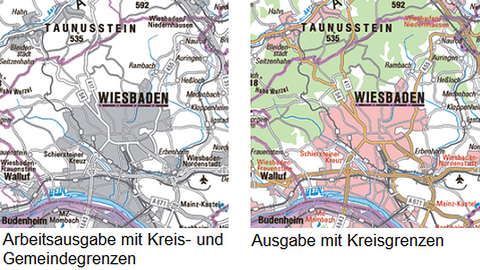 Kartenausschnitte aus der Verwaltungskarte Hessen