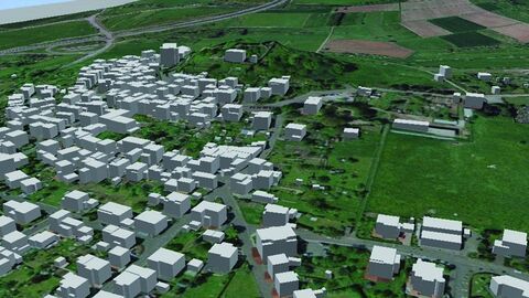 Ansicht eines 3D-Gebäudemodells