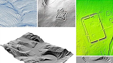 Collage aus den verschiedenen Möglichkeiten der Ausgaben aus dem digitalen Geländemodell