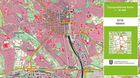 TK25 Kartenausschnitt mit Deckblatt, Topographische Karte 25.000