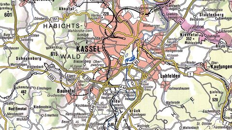 Kartenausschnitt aus einer topographischen Gebietskarte