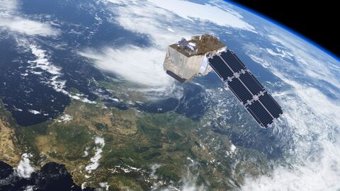 Satellit über Erdausschnitt