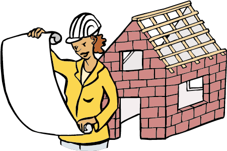 Architektin Eine Architektin plant und baut Häuser.