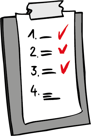 Liste Man muss viele Sachen erledigen. Dann ist es gut, wenn man eine Liste macht.